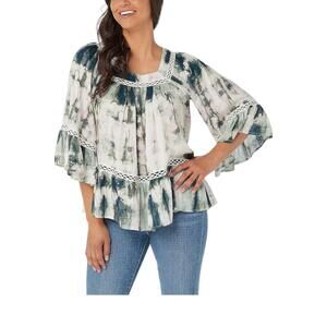 Haute Hippie Tribe Women's Ivy 3/4 Sleeve Blouse Pastel Tiedye - Regular